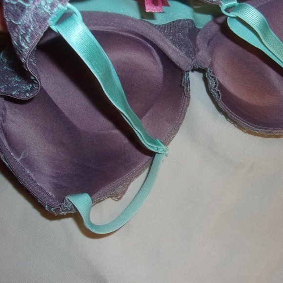 NEW size 32 B 32B womens padded bra push up gray blue thirty two - Picture 6 of 6
